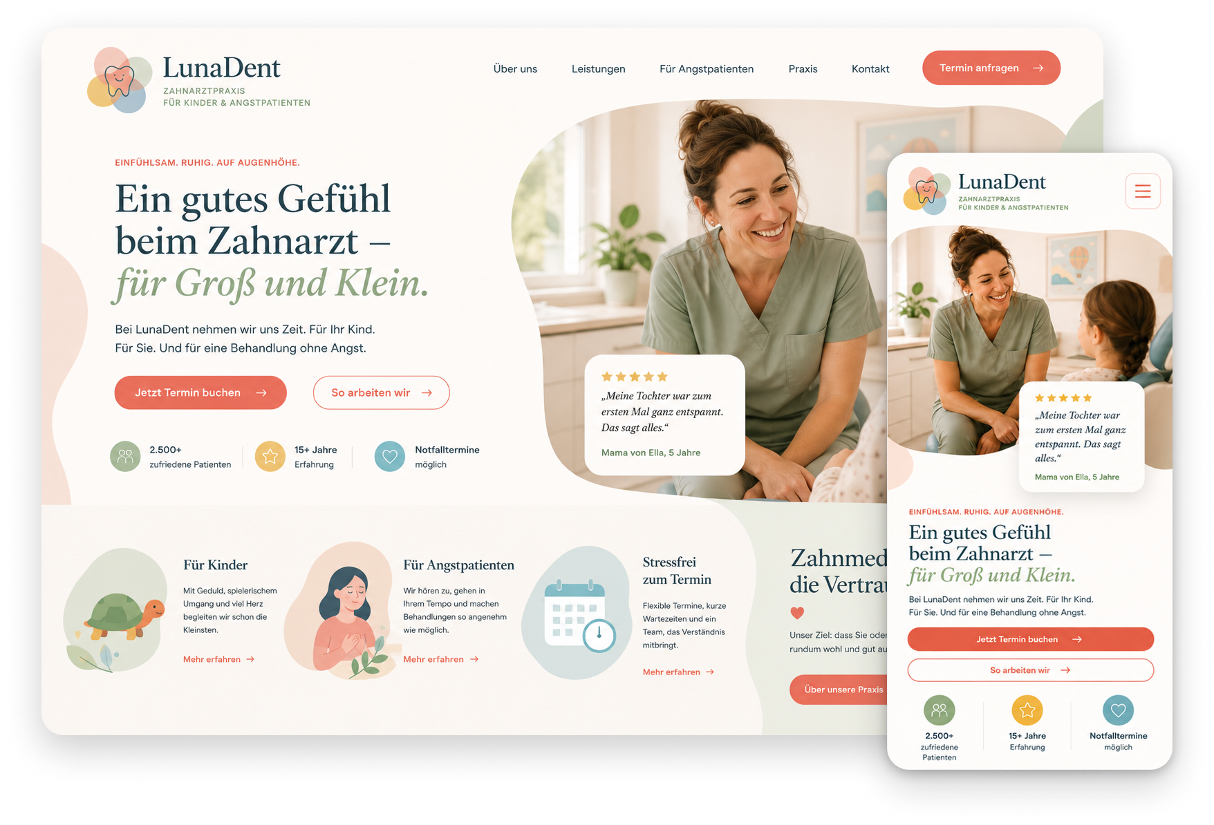 LunaDent Beispieldesign für eine Familienpraxis